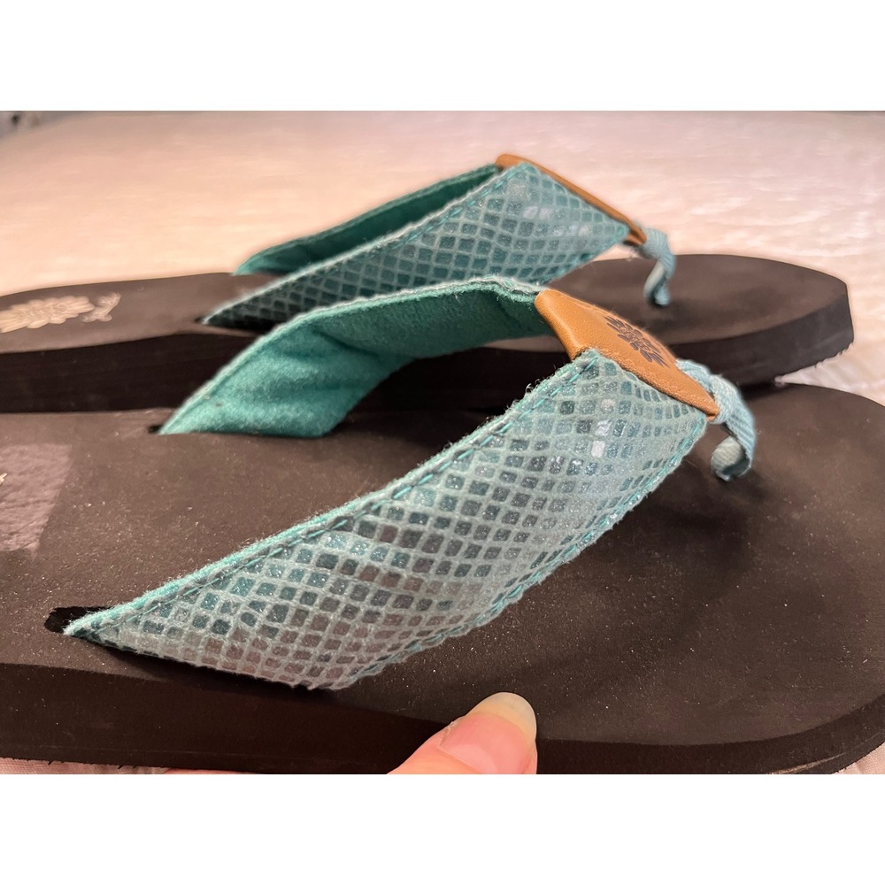Yellow Box Womens Teal Snakeskin Print Flip Flop Platform Sandals Black Size 10 - Picture 5 of 6